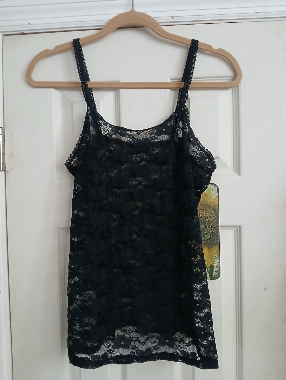 Unbranded Black Floral Lace Camisole Tank Top Size Large Y2k Whimsy Goth